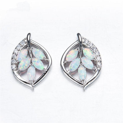 Fire Opal Leaf Earrings - Floral Fawna