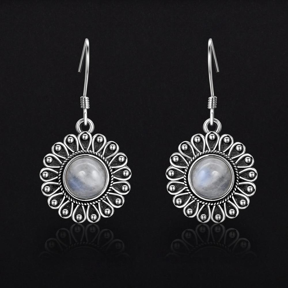 Flower Moonstone Silver Earrings - Floral Fawna