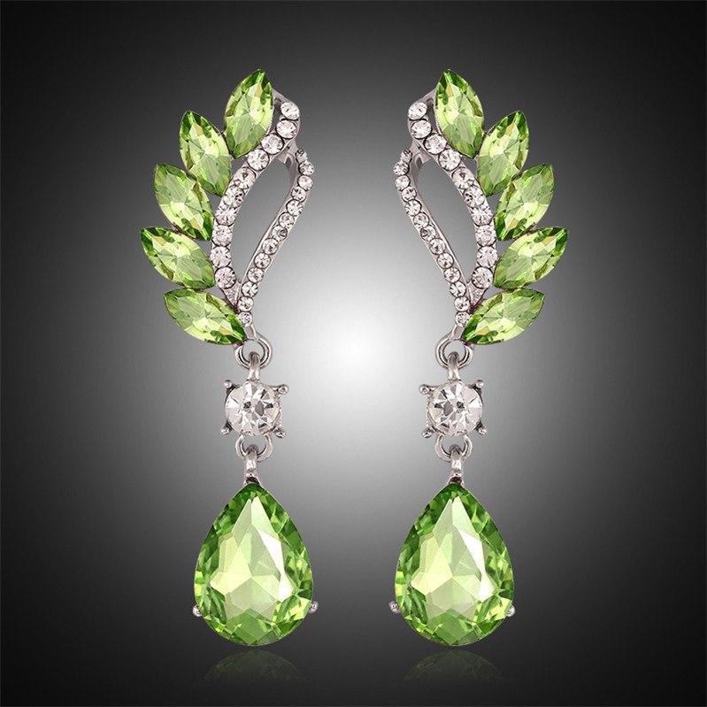 Long Angel Crystal Drop Dangle Earrings - Floral Fawna