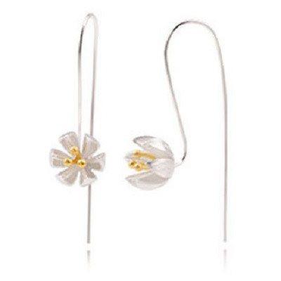 Lotus Silver Drop Earrings - Floral Fawna