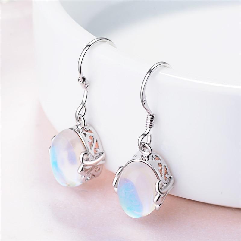 Lovely Moonstone Silver Earrings - Floral Fawna