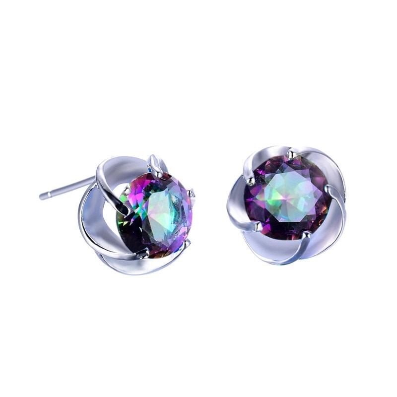 Mystic Rainbow Silver Earrings - Floral Fawna