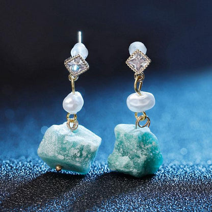 Natural Stone Quartz Earrings - Floral Fawna