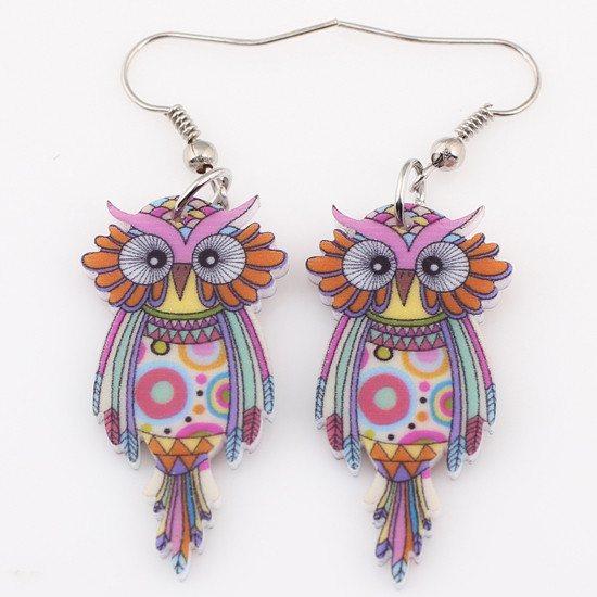 Owl Dangle Earrings - Floral Fawna