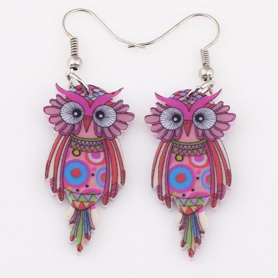 Owl Dangle Earrings - Floral Fawna