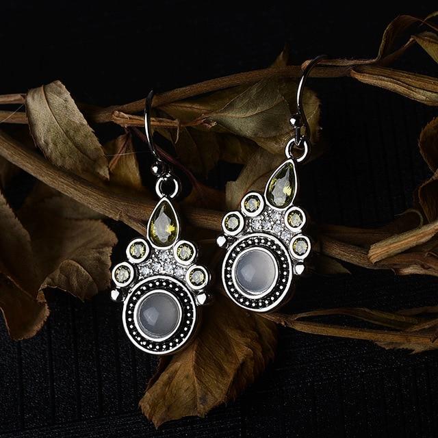 Retro Style Moonstone Earrings - Floral Fawna