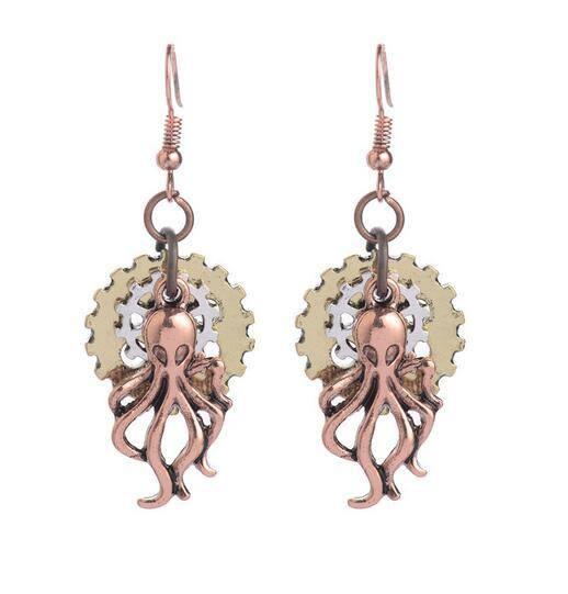 Steampunk Octopus Drop Earrings - Floral Fawna