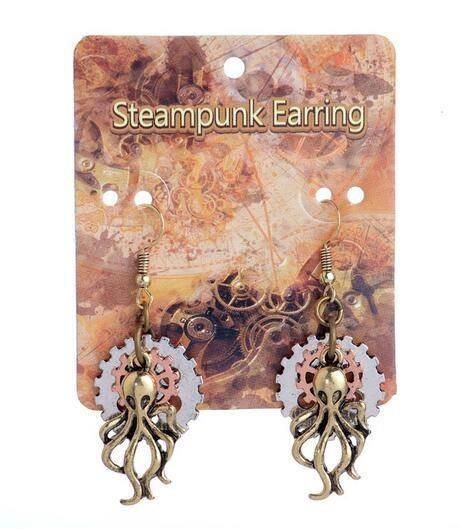 Steampunk Octopus Drop Earrings - Floral Fawna