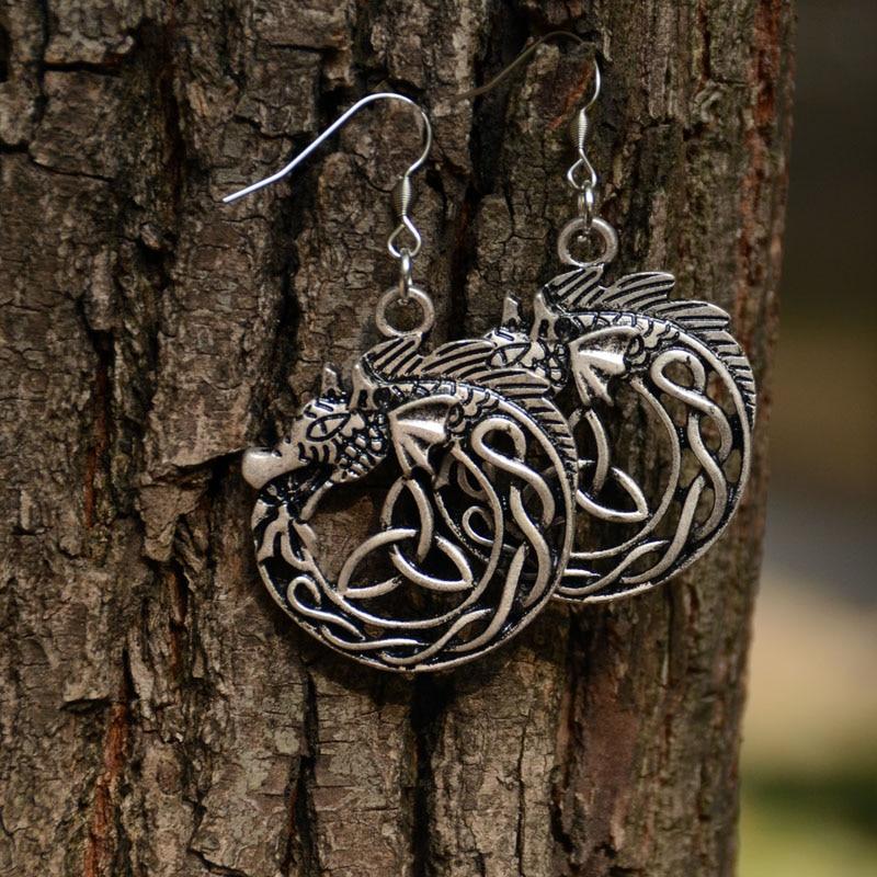 The Celtic Dragon Earrings - Floral Fawna
