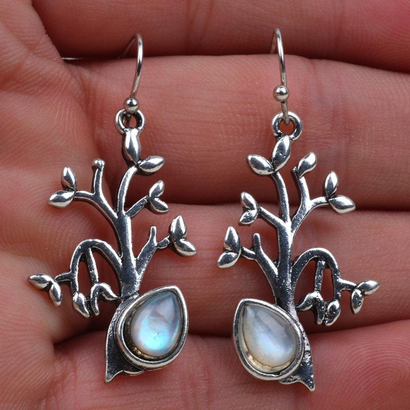 Tree Of Life Moonstone Earrings - Floral Fawna