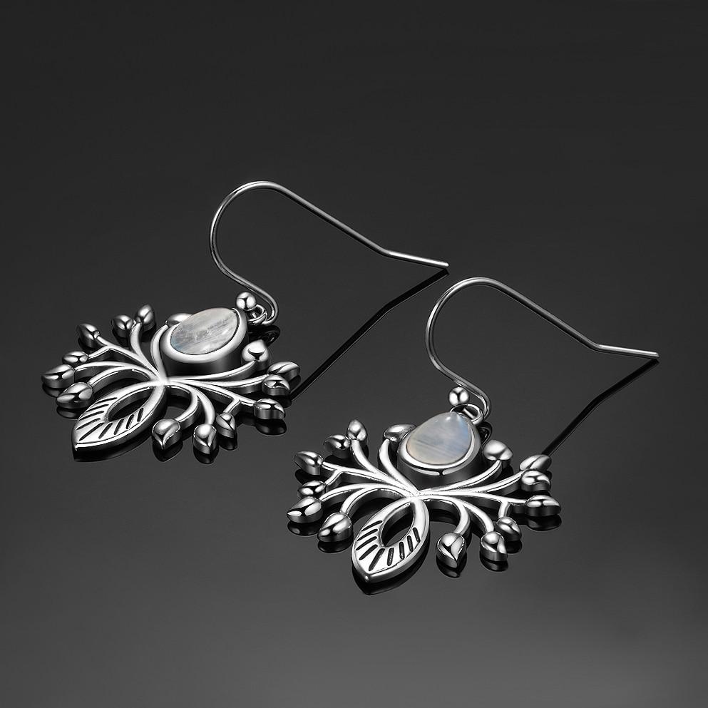 Tree Of Life Moonstone Silver Earrings - Floral Fawna
