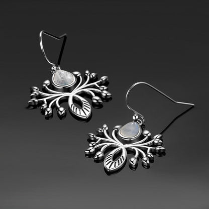 Tree Of Life Moonstone Silver Earrings - Floral Fawna