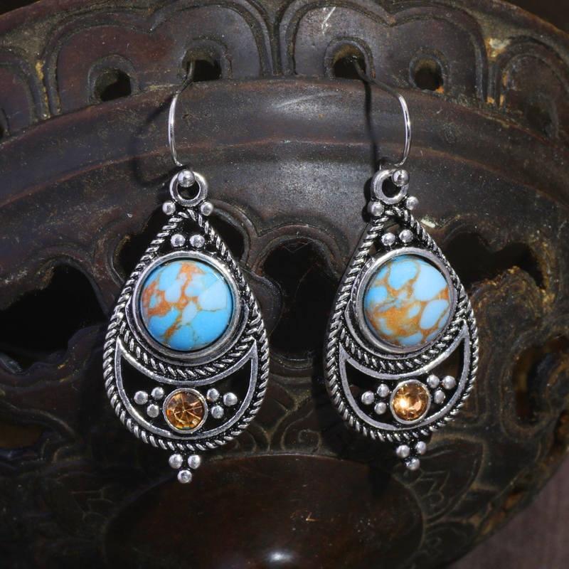 Vintage Style Turquoise Earrings - Floral Fawna