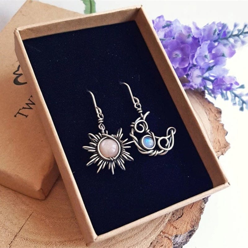 Sun and Moon Drop Earrings - Floral Fawna