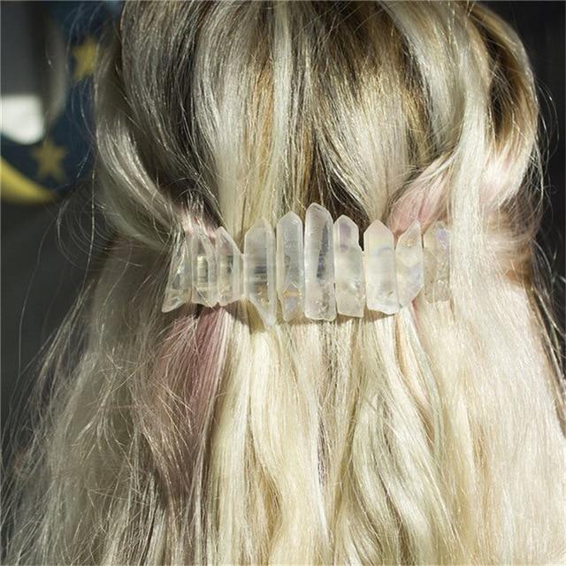 Raw Quartz Crystal Hair Clip