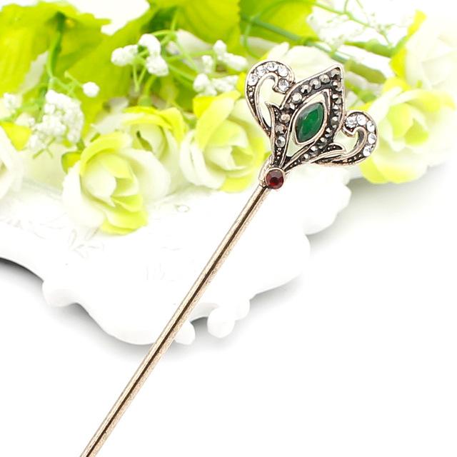 Rhinestone Queen Crown Hair Stick - Floral Fawna
