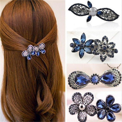 Royal Blue Rhinestone Hair Clip - Floral Fawna