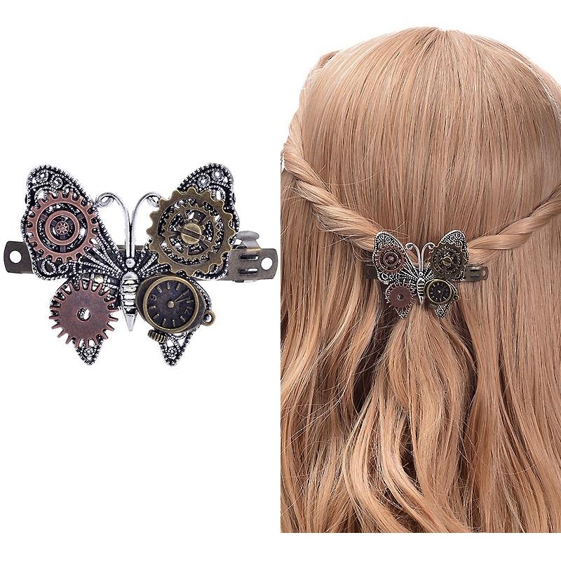 Steampunk Butterfly Hair Clip - Floral Fawna