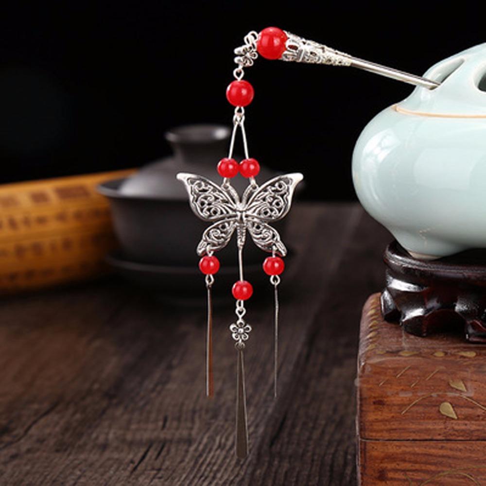 Traditional Ethnic Style Butterfly Hair Stick - Floral Fawna