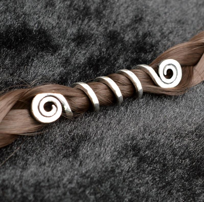 Viking Long Spiral Hair Bead - Floral Fawna