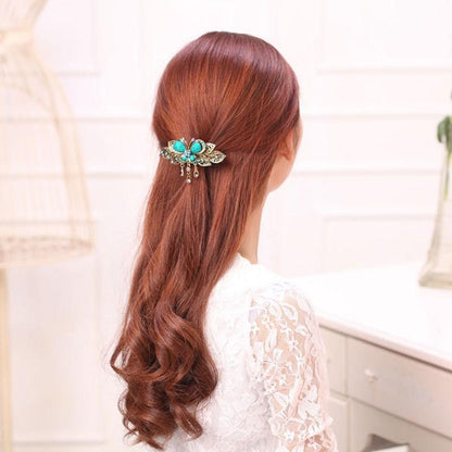 Vintage Style Crystal Butterfly Hair Clip - Floral Fawna