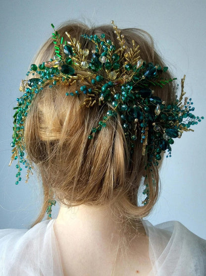Forest Queen Bridal Hair Accessory &amp; Earrings - Floral Fawna