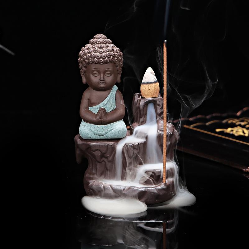 Monk &amp; Buddha Waterfall Incense Burner - Floral Fawna