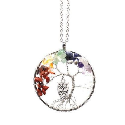 7 Chakra Tree Of Life &amp; Owl Necklace - Floral Fawna