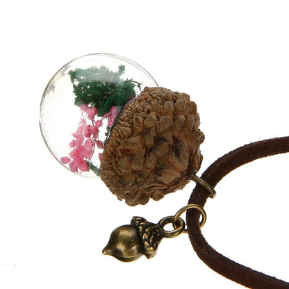 Acorn &amp; Dandelions Glass Necklace - Floral Fawna