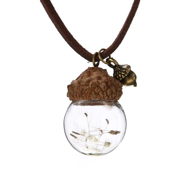 Acorn &amp; Dandelions Glass Necklace - Floral Fawna