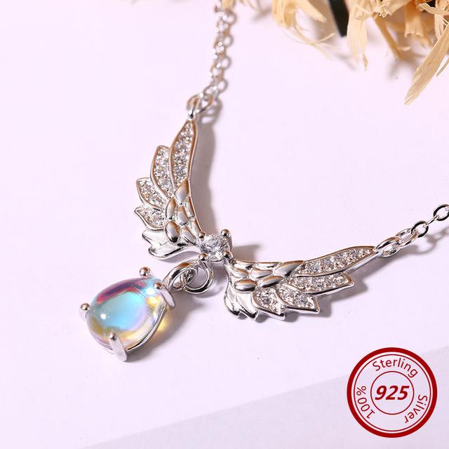 Angel Wings Moonstone Necklace - Floral Fawna