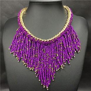 Bohemian Long Tassel Beads Choker Necklace - Floral Fawna