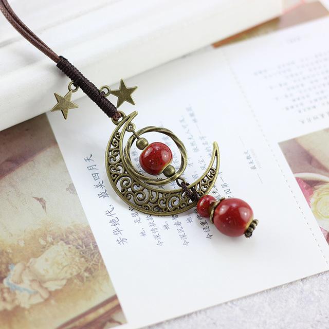 Bohemian Style Celestial Necklace - Floral Fawna