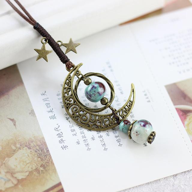 Bohemian Style Celestial Necklace - Floral Fawna