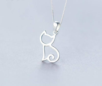 Cat Silver Necklace - Floral Fawna