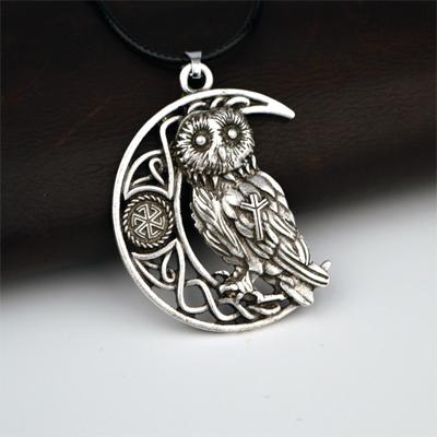 Celtic Wise Owl &amp; Wolf Moon Necklace - Floral Fawna