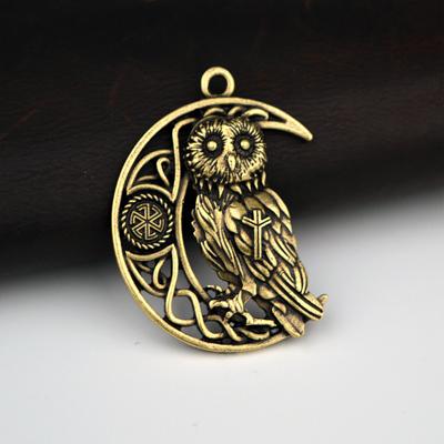 Celtic Wise Owl &amp; Wolf Moon Necklace - Floral Fawna