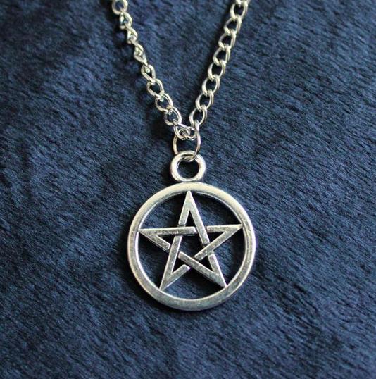 Classic Pentacle Pendant Talisman - Silver Plated Pendant &amp; Necklace - Floral Fawna