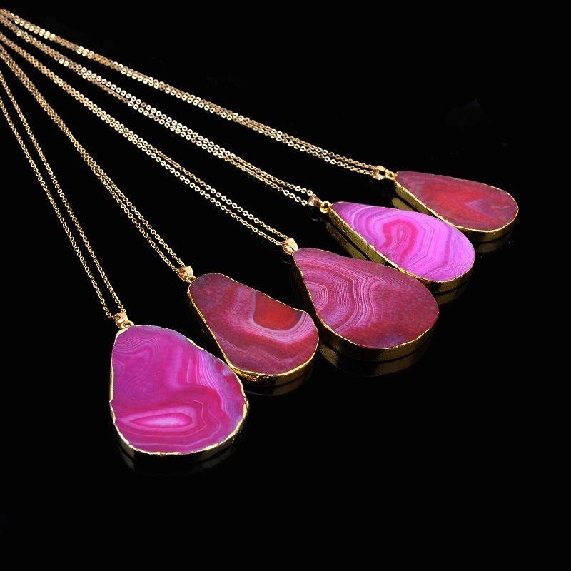 Colorful Irregular Shaped Agate Necklace - Floral Fawna