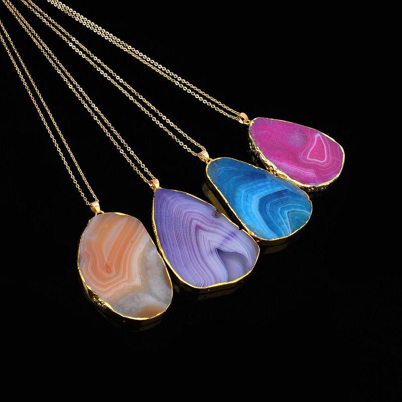 Colorful Irregular Shaped Agate Necklace - Floral Fawna