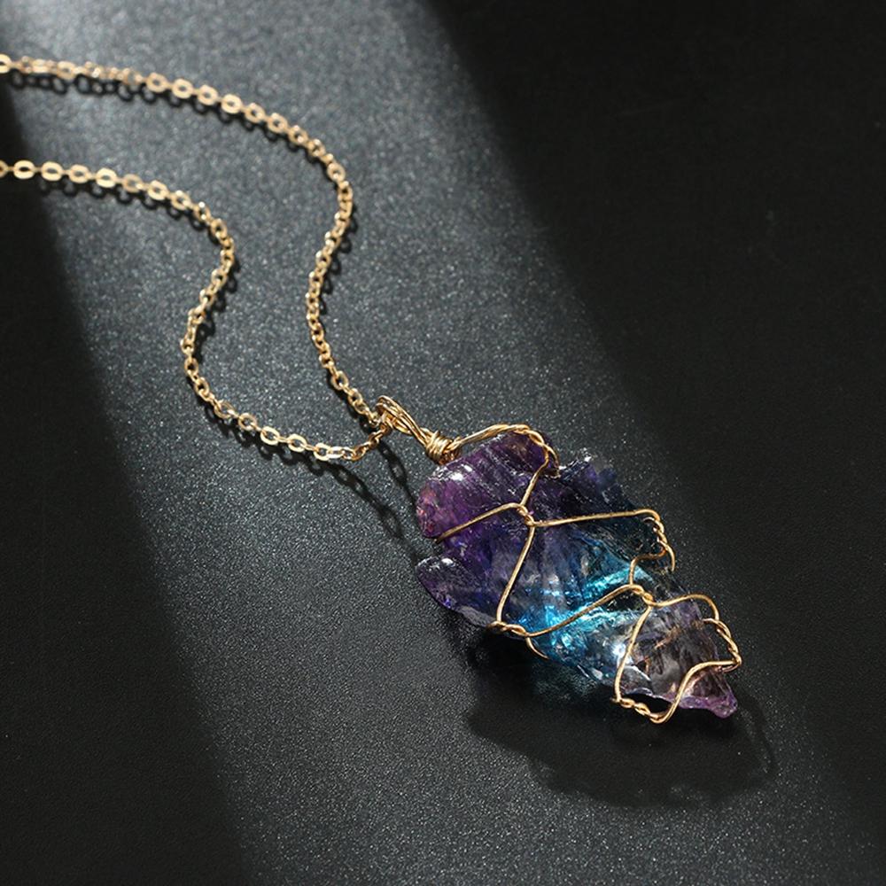 Colorful Rainbow Stone Necklace - Floral Fawna