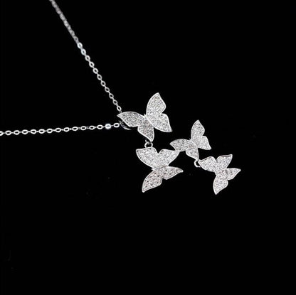 Dangling Butterflies Silver Necklace - Floral Fawna