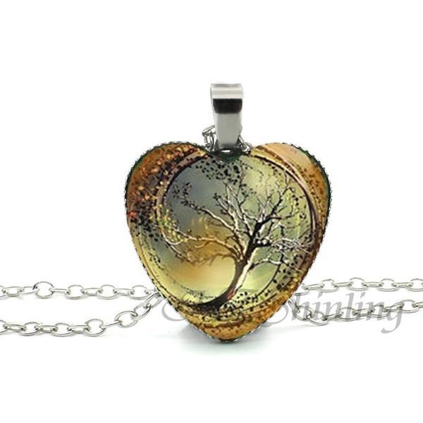 Divergent Tree Heart Glass Necklace - Floral Fawna