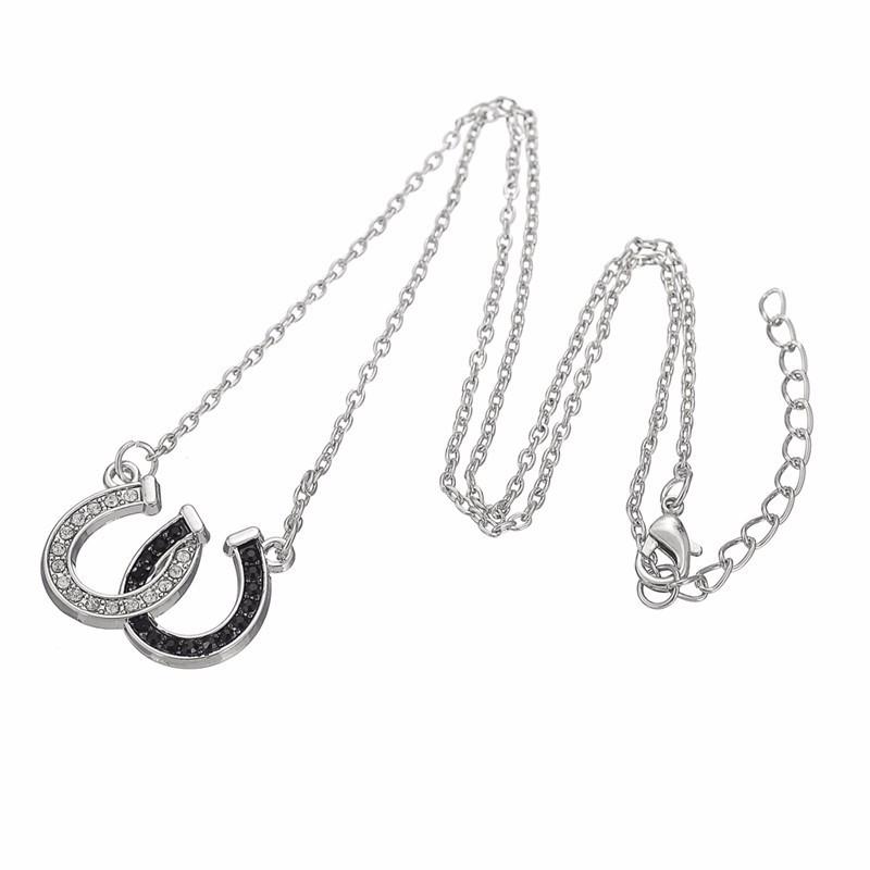 Double Horseshoe & Rhinestones Necklace - Floral Fawna