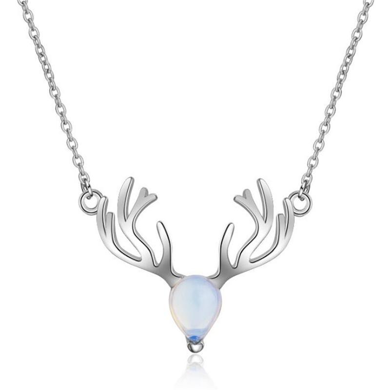 Elk Moonstone Sterling Silver Necklace - Floral Fawna