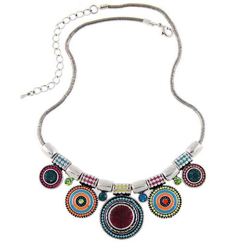 Ethnic Colorful Bead Pendant Necklace - Floral Fawna