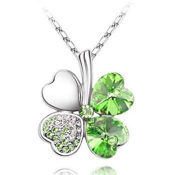 Four Leaves Clover Heart Necklace - Floral Fawna