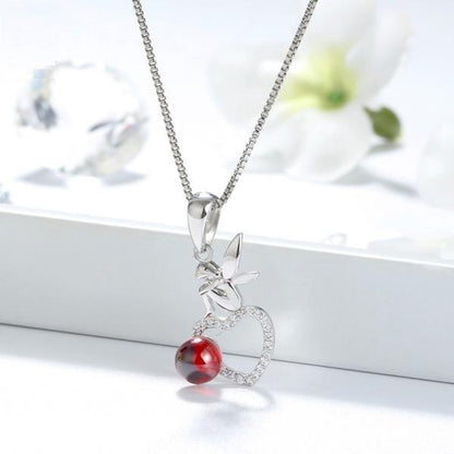 Garnet Love Fairy Silver Necklace - Floral Fawna