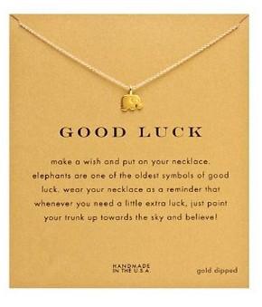Gold Elephant Pendant Necklace with Charm Card - Floral Fawna