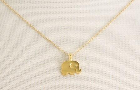 Gold Elephant Pendant Necklace with Charm Card - Floral Fawna